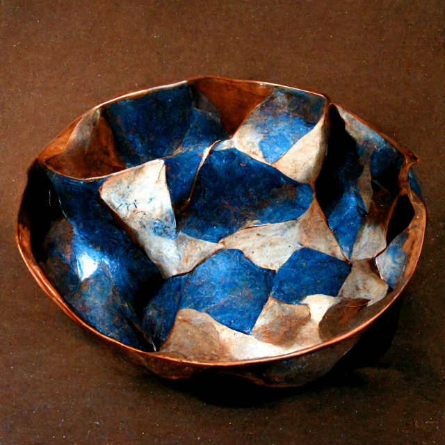 midjourney object design, ai design, copper bowl