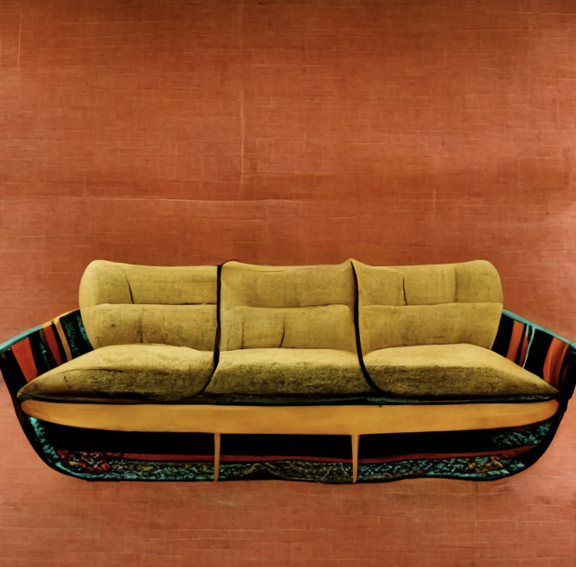 midjourney furniture design retro futuristic couch  